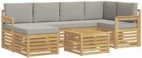 vidaXL Tuinset met 7 zitplaatsen, wit en lichtgrijs, polyester