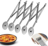 Ibenzoa® Verstelbare Vijfwielige Deegsnijder voor Perfecte Pizzapunten en Gebak met Roestvrij Stalen Messen