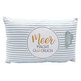 Dekohelden24 Meer macht Gelukkig kussen, met overtrek van 100% katoen, L/B/H: 40 x 13 x 23 cm 3968151