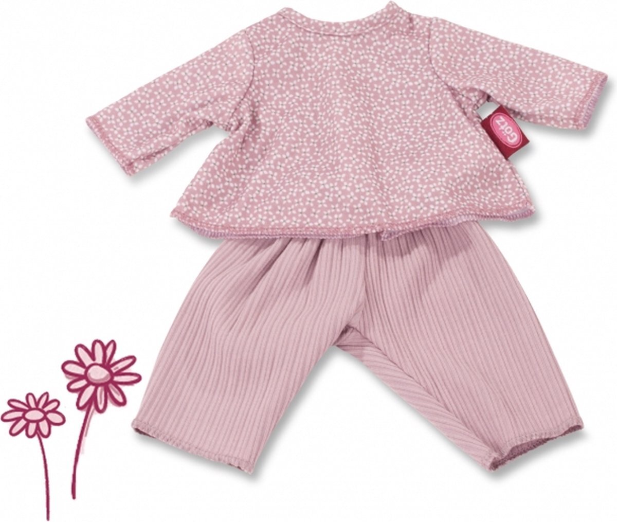 Götz Götz poppenkleding babypop blouse en broek oud roze voor pop van 30-33cm