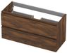 INK - Onderkast 2 Laden Greeploos met Houten Keerlijst - 1000x400x520 Mm - Noten