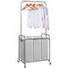 STORAGE MANIAC Wasmand met ophangstang, wasmand met robuuste vergrendelbare wielen en afneembare zakken, wasmand met wielen, 136 l, 3 delen