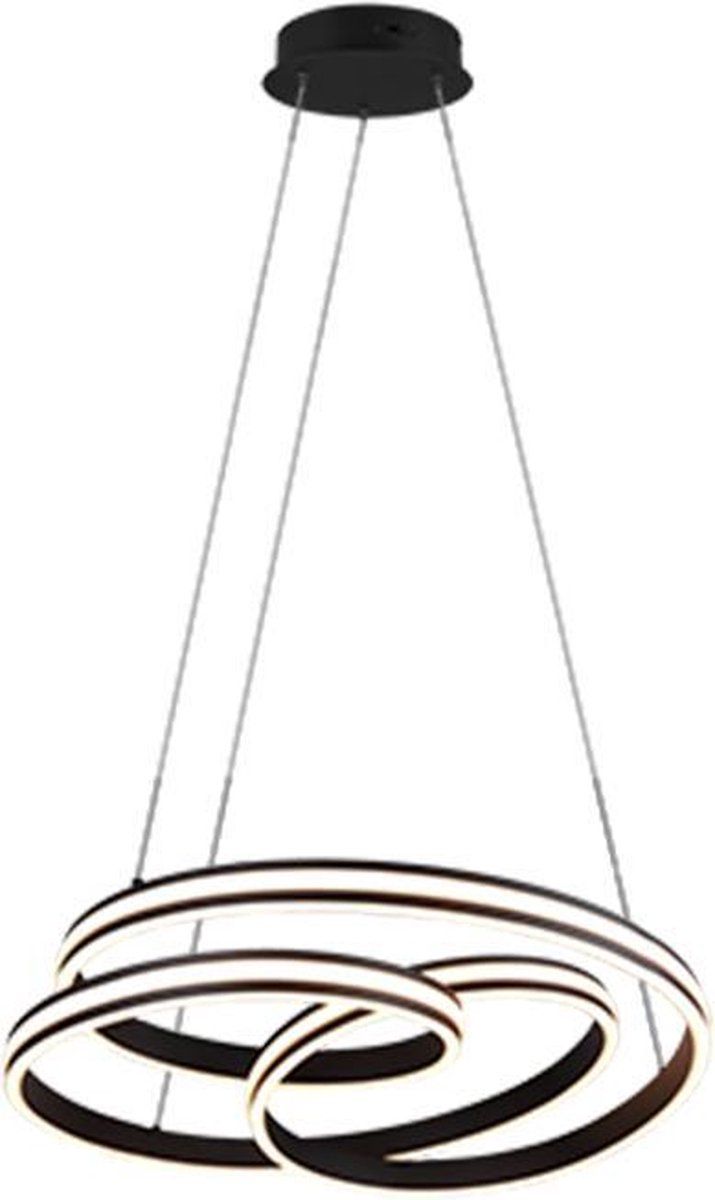 TRIO LEUCHTEN Yara Hanglamp - LED 60W - Zwart - Metaal - Ø60 cm - Geïntegreerde Dimmer
