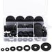 Merkloos Platte rubberringen, 175 stuks in 7 verschillende maten (10 tot 30 mm), zwart rubber, met doos