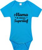 Bellatio Decorations Mama superlief baby rompertje blauw jongens - Kraamcadeau/ Moederdag cadeau - Babykleding 92