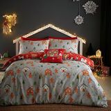 Bedlam - Kerst Peperkoek Huis Dekbedovertrek - Eenpersoons Beddengoed (140 x 200cm) - Omkeerbaar (2 Kleuren) - 1x Kussensloop