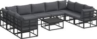 vidaXL Tuinbank - Set - 10 - st - Zwart - Aluminium