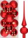 Decoris Kaemingk B.V. 12x Kerst rode kunststof kerstballen met glazen piek mat - Kerstversiering