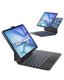 Inateck Hoes met toetsenbord iPad Air 13, plat scharnier, groot touchpad | voor iPad Air 13 M4/M3/M2 & Pro 12,9 inch (6e/5e/4e/3e ), led-display, 6 rijen toetsen, 7 kleurenverlichting, Neomagic, zwart