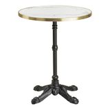 House Nordic Trine Salontafel Rond Marmerlook Wit/Goud Staal 60x74cm
