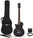 Gear4music 3/4 New Jersey Linkshandige Elektrische Gitaar Zwart, Mini Gitaar Amp Pack