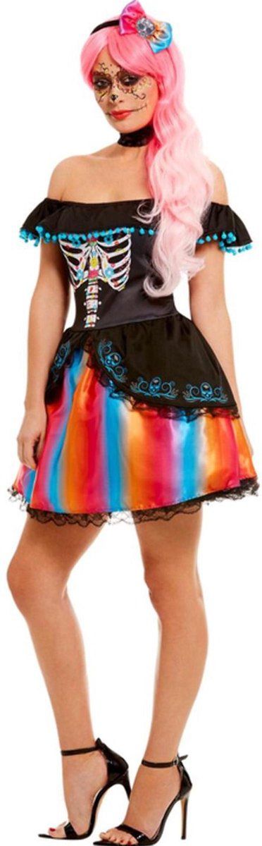 Smiffys Dag van de Dode Senorita Ombre Kostuum - Maat L - Polyester