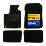 DBS - Automatten - op maat gemaakt voor Twingo 2 (2007-2018) - met bevestigingsclips - antislip vloermat voor auto - 4-delig, zwart