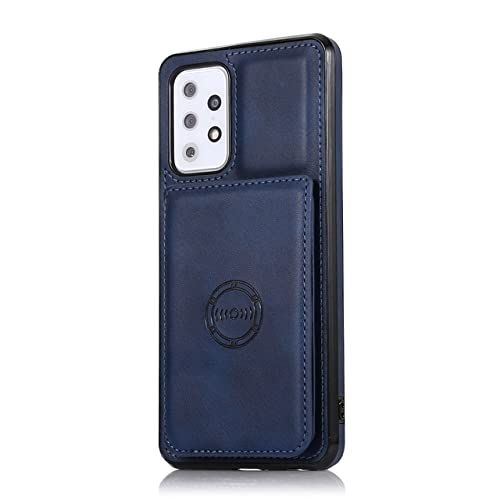 Liujunh Luxe Auto Magneet Wallet Case Voor Samsung Galaxy A32 4G - Donkerblauw