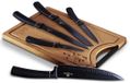BerlingerHaus Set de 6 couteaux de cuisine avec planche à découper - Black Silver Collection