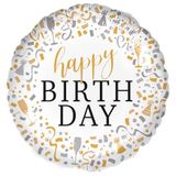Riethmüller Hoogwaardige folieballon, Hull, Happy Birthday, strak folieballon verpakt, 45 cm, geschikt voor helium