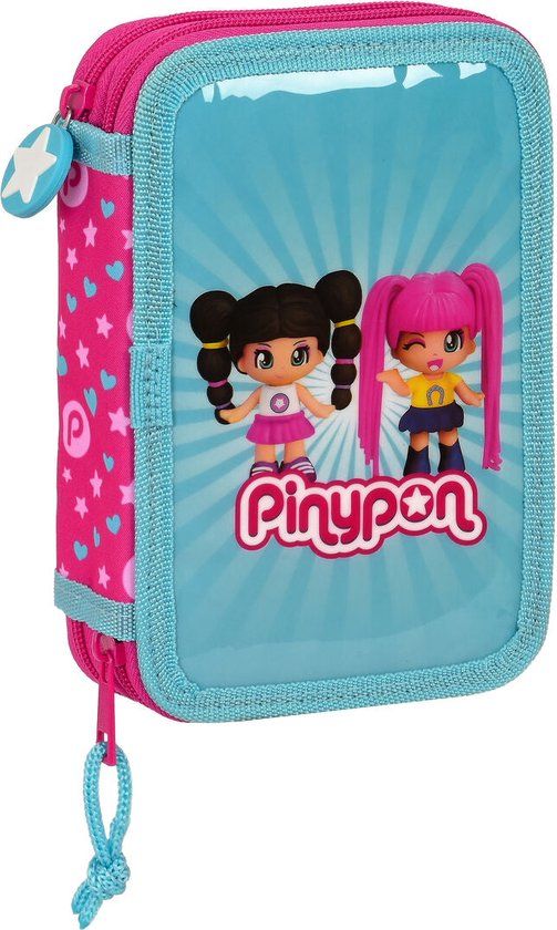 Pinypon Dubbele Etui - Blauw Roze - 12.5 x 19.5 x 4 cm - 28 Onderdelen