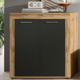 Xonox Dressoir Jam - 80x35x88cm - 2 Deuren - Wotan Eik/antraciet
