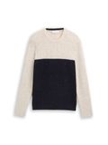 TOM TAILOR Pull en tricot pour homme 1048712 avec mélange structuré, 39360-blanc cassé, bleu marine, taille XL