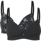 Ted Baker Fabel 2 Pk Ditsy Rose Print Soutien-gorge sculptant sans fil Noir Jais