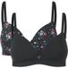 Ted Baker Fabel 2 Pk Ditsy Rose Print Soutien-gorge sculptant sans fil Noir Jais