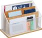 Merkloos Relaxdays Bureau organizer - brievenbak met 3 vakken - bamboe en metaal - lichtbruin/wit