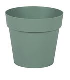 EDA - Bloempot rond Toscane Ø 15 cm - 1,6 l - binnen en buiten - wateropslagzone ter beperking van de irrigatie - gerecyclede kunststof - Ø 15,3 x H 13,7 cm - lauriergroen
