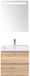 BES LED Vogue Badmeubelset 60 cm - Greeplijst in Kleur - Grey Oak - Keramische Wastafel Wit 1 Kraangat met Sence Spiegel
