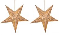Merkloos / Sans marque HI Verlichte Kerststerren - 2 stuks - Beige - Papier - 40 cm