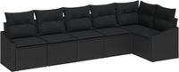 vidaXL Tuinbank Set Zwart Polyrattan 6 Kussens
