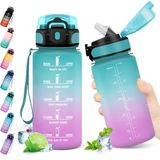 KollyKolla Drinkfles voor kinderen, 500 ml, sportwaterfles met motiverende tijdweergave, drinkfles met rietje, 1-klik-open, waterfles voor kinderen, school, fiets, sportschool