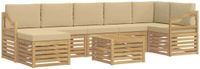 vidaXL Hoek loungeset 7 zitplaatsen Wit en Beige Polyester