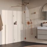 Brauer Void - Inloopdouche - Helder Glas - 100 x 200 cm - met Zijwand 30 cm - incl. Glascoating - PVD Koper Geborsteld