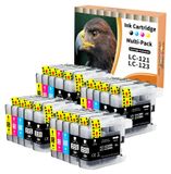 Brother 20 cartouches d'encre pour Brother LC-123/LC121, XL, avec 4 couleurs