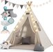 Spielwerk Speeltent - Tipi Tent - Wit - 130x130x160cm - Met LED en 3 Kussens