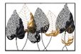 GILDE Decoratieve afbeelding XXL bladeren - metalen wanddecoratie rechthoekig - decoratie woonkamer - kleuren: zwart goud zilver - 95 x 65 cm
