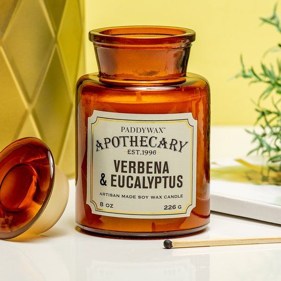 Paddywax Hardware Geurkaars - Verbena & Eucayptus - Geurkaars in Glazen Apothekerspot
