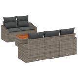 vidaXL Tuinbank Set 6-delig Grijs Polyrattan