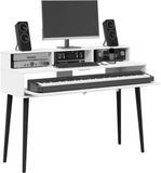 vidaXL Studiobureau Wit 152 x 42,5 x 36 cm Bewerkt Hout