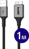 Buddi Flex USB-A naar Micro-B Kabel 12W Fast Charge 1M Zwart