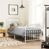 vidaXL Cadre de lit métal avec tête de lit/pied de lit blanc 75x190 cm