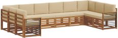 vidaXL Hoek loungeset 10 zitplaatsen Natuurlijk en beige Acacia hout