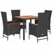 vidaXL Ensemble de jardin 5 pièces avec coussins, poly rotin, noir