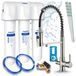 Ari robinet de cuisine 3 voies Solid Spring, acier inoxydable, robinet d'évier extractible. Incluant le système de filtre à eau Aquaphor Kristall A