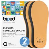 biped 2 paar kinderen premium lederen inlegzolen met actieve kool - Zachte lederen inlegzolen voor kinderschoenen z2766(32-33)