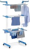 Sans marque Étendoir Pliable sur roulettes - Bleu