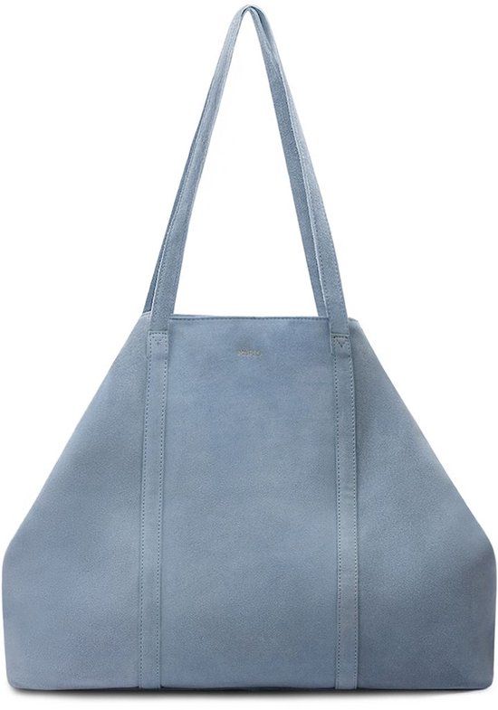 Manfield - Licht blauwe suède shopper