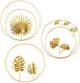 Ibenzoa® Set de 3 décorations murales 3D en fer forgé doré – motifs ginkgo, tortue et feuille de palmier, Ø 28/28/24 cm, avec peinture résistante aux hautes températures