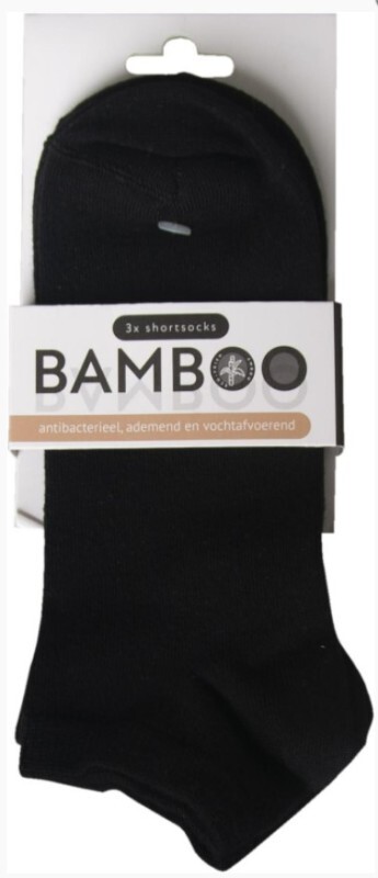 Bamboo Organic Airco shortsokken zwart maat 39-42 3 paar