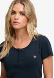 Superdry Athletic Essentials T-shirt met slanke pasvorm Dames Korte mouw Katoen Eclipse Navy Maat 12